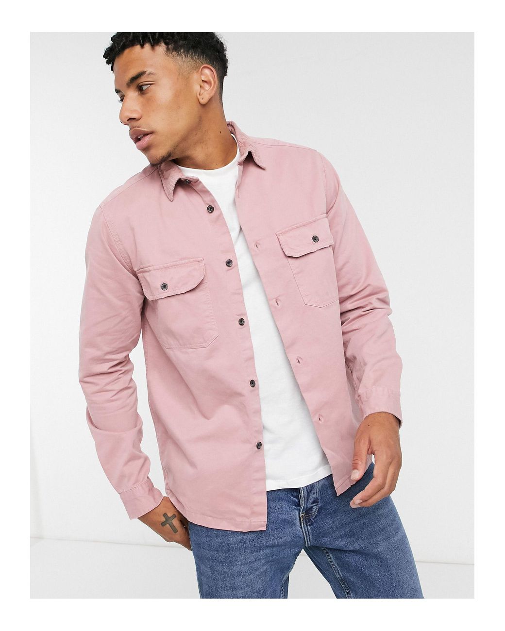 Surchemise avec col en velours côtelé - sombre ASOS pour homme en coloris  Rose | Lyst