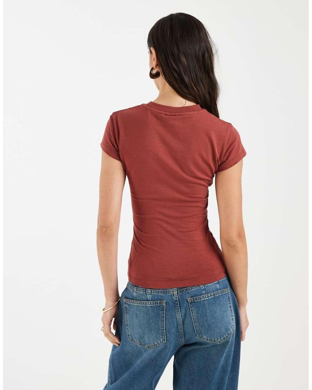 ASOS Red Baby Tee With Beaded Palm Tree Graphic