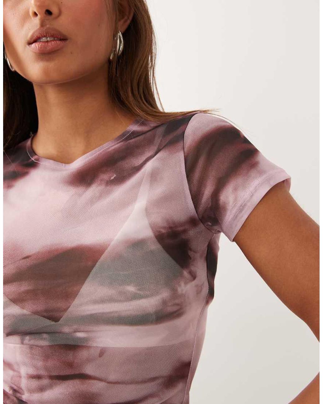 ASOS Multicolor Sheer Mesh Baby Tee