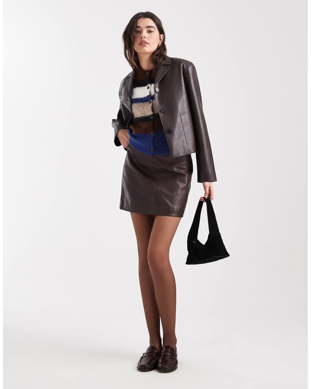 New Look Brown Stripe Brushed Knitted Waistcoat