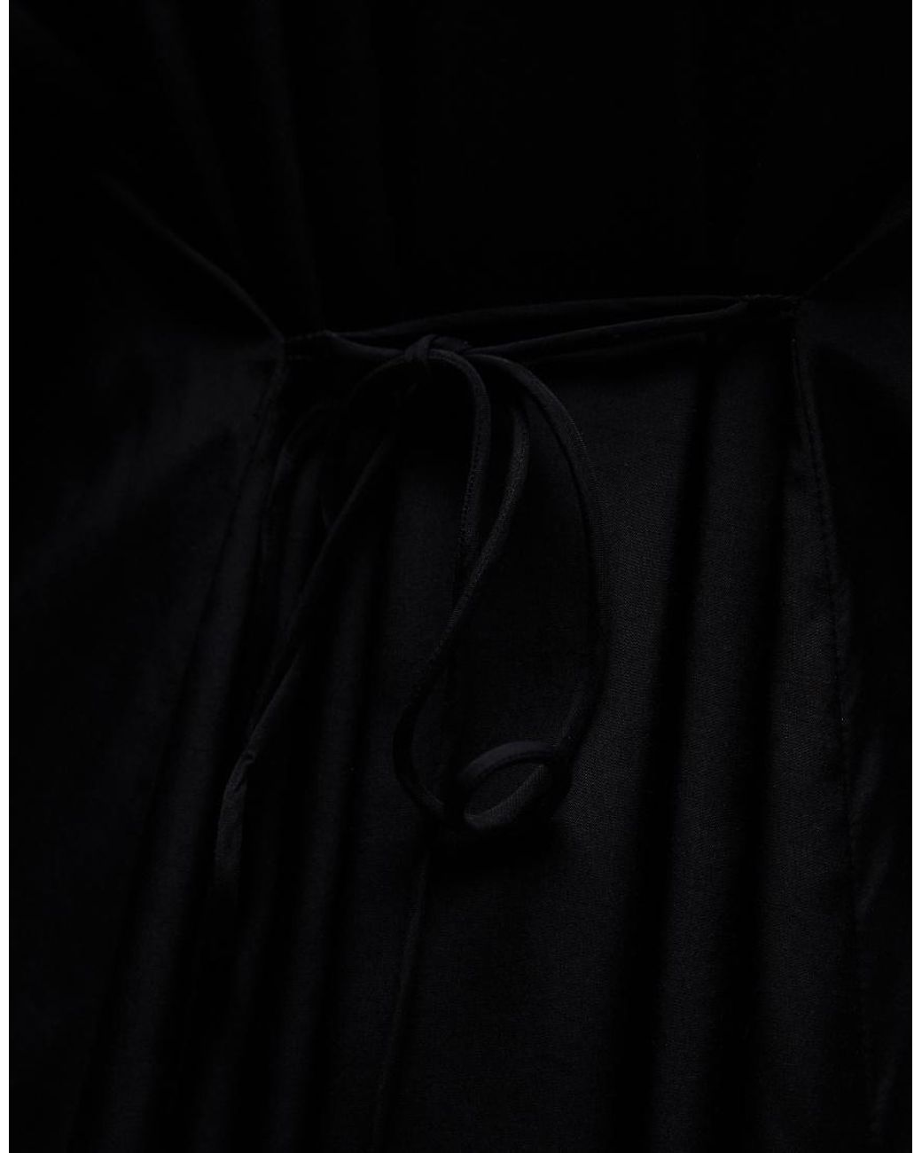 & Other Stories Black Long Sleeve Floaty Midi Dress With Ruffle Detail