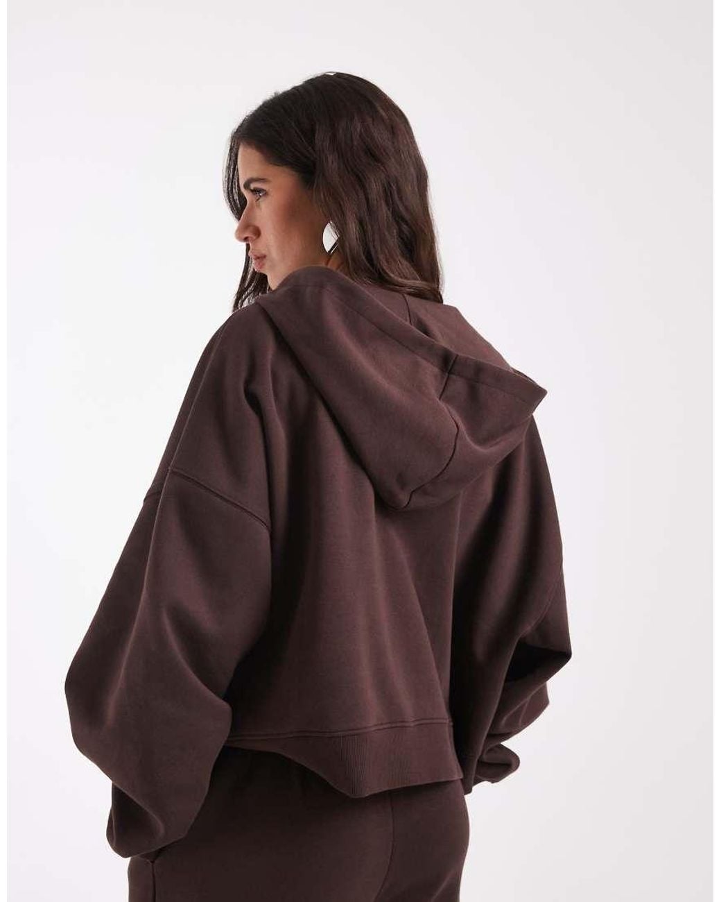 ASOS Brown Zip Through Brushback Hoodie