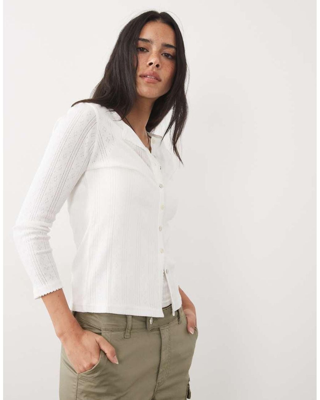 Abercrombie & Fitch White Pointelle Cami And Cardigan