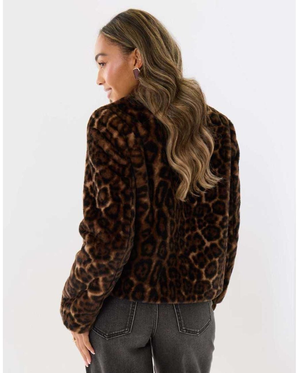 Threadbare Gray Collarless Faux Fur Jacket