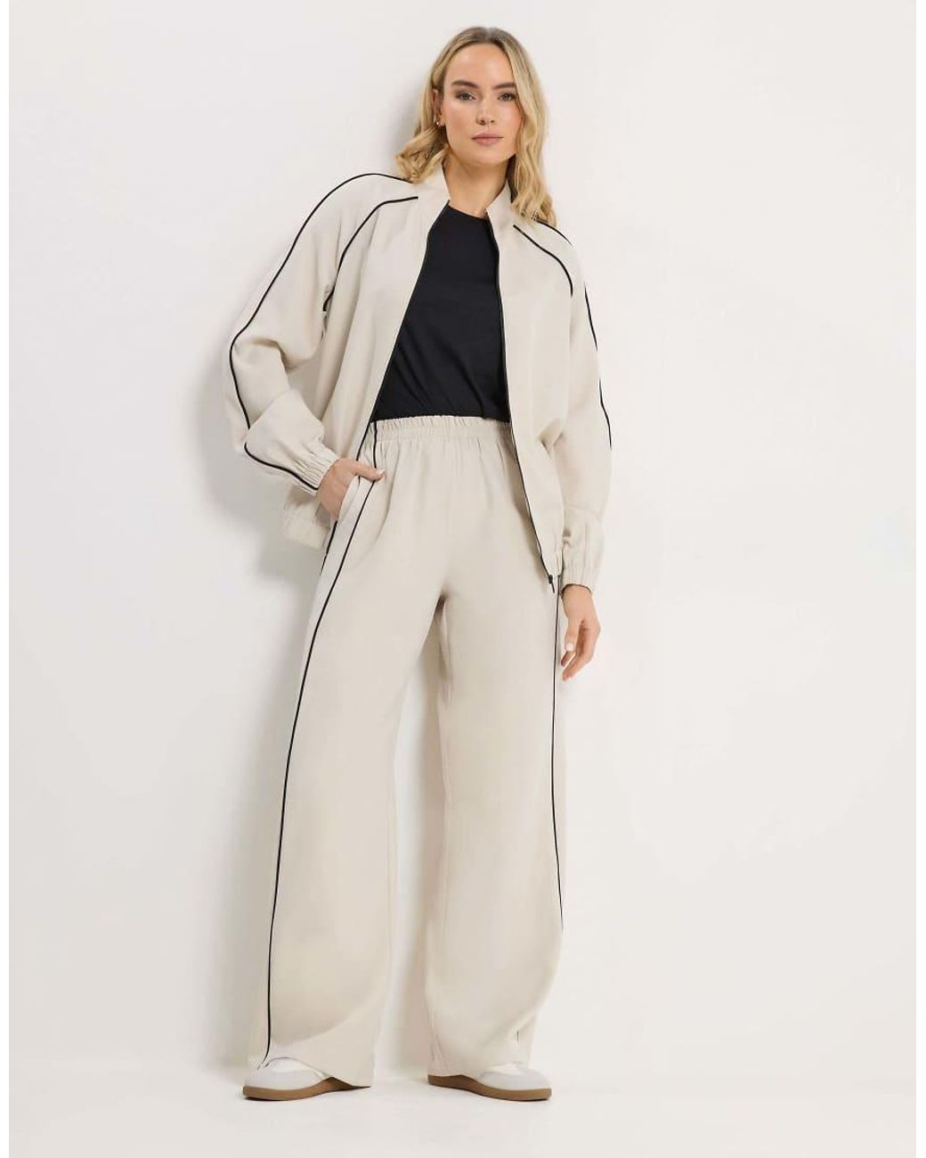 Long Tall Sally Natural Piped Zip Through Jacket