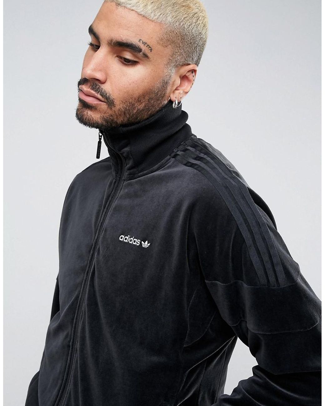 adidas Originals Men's Clr84 Velour Track Jacket In Black Bs4662