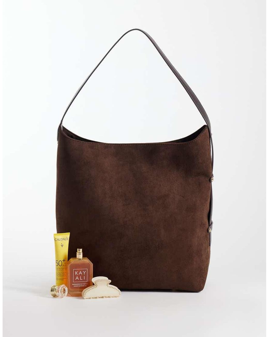 ASOS Brown Faux Suede Oversized Bucket Tote Bag