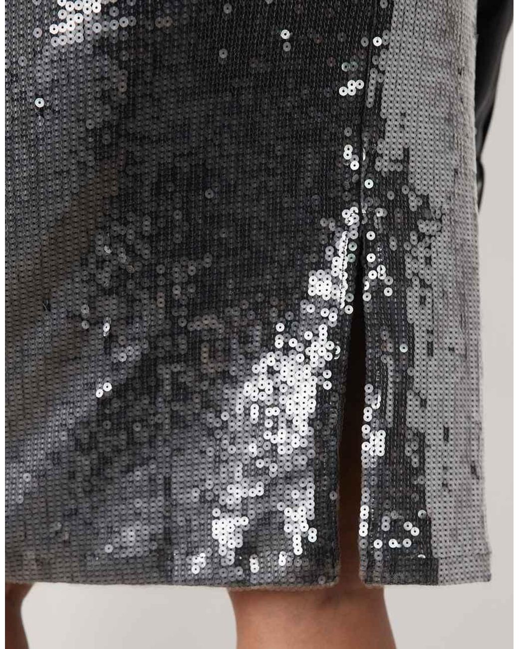 ASOS Black Asos Design Curve Co-ord Sequin Pencil Midi Skirt