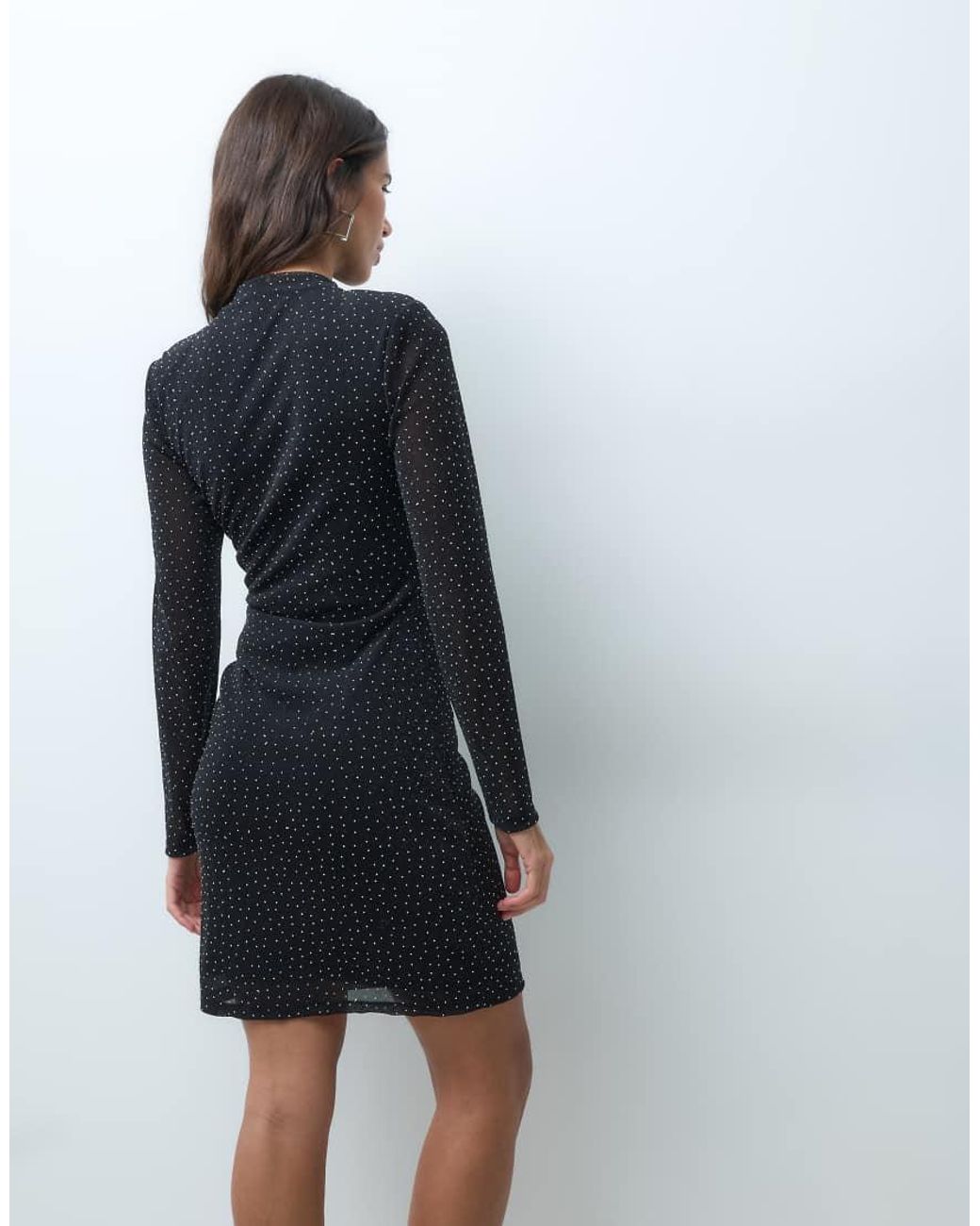 New Look Blue Hotfix Glitter Ruche Side Mini Dress