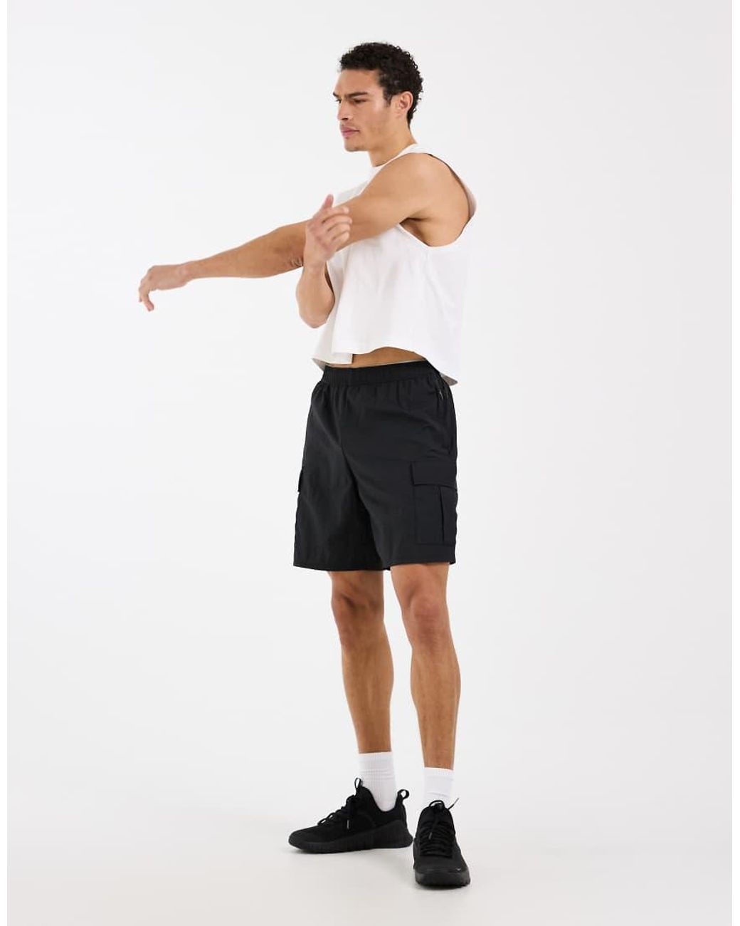 4505 White Cotton Cropped Lifting Tank With Quick Dry Finish for men