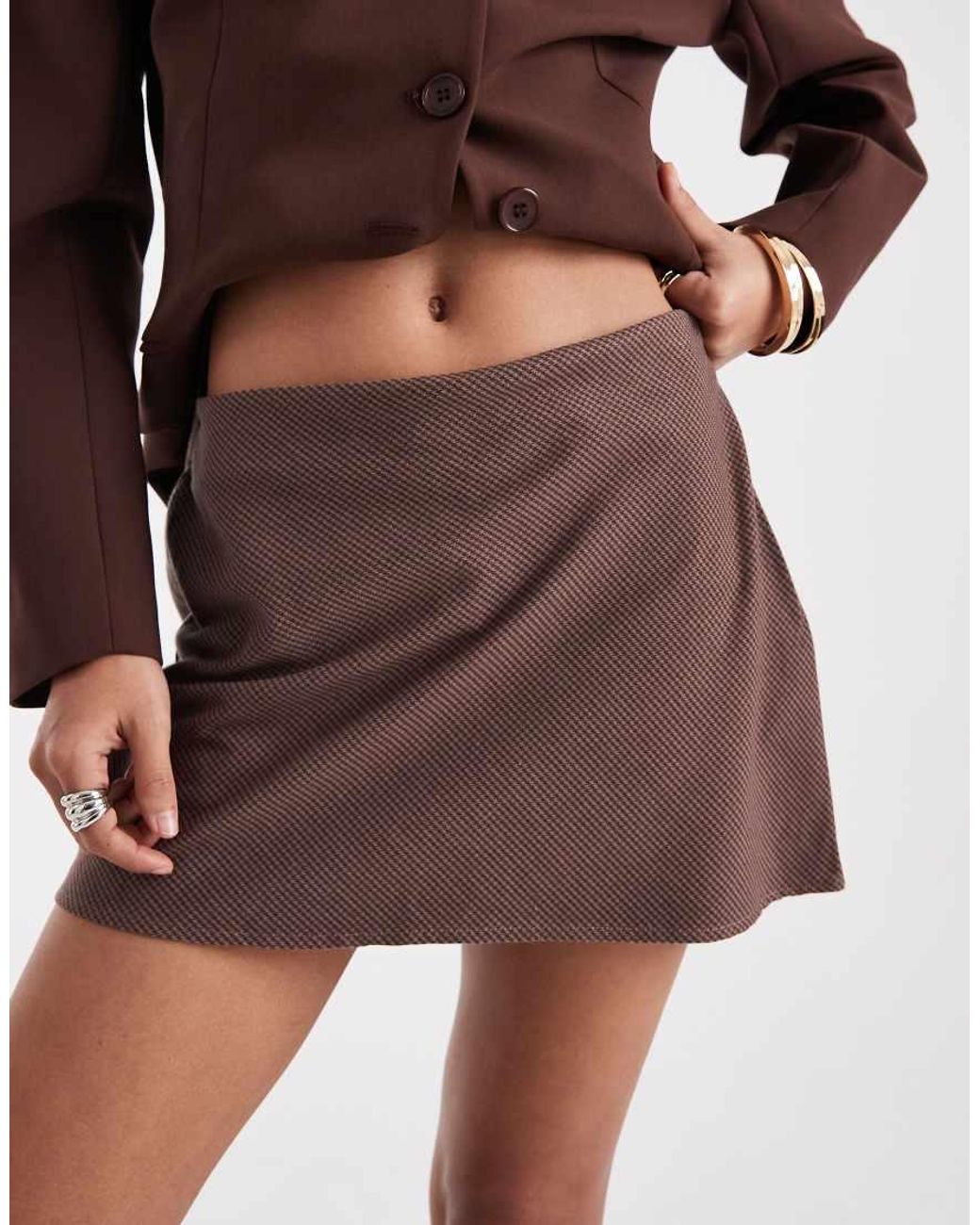 Hollister Brown Mid Rise Bias Cut A Line Mini Skirt