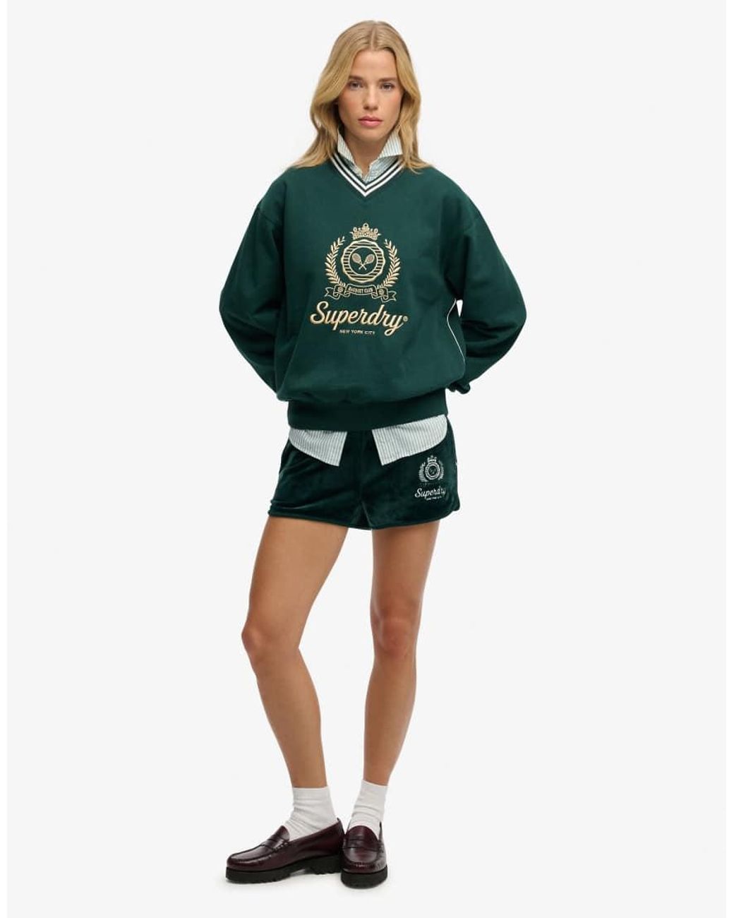 Superdry Green Country Club Loose V-Neck Sweatshirt