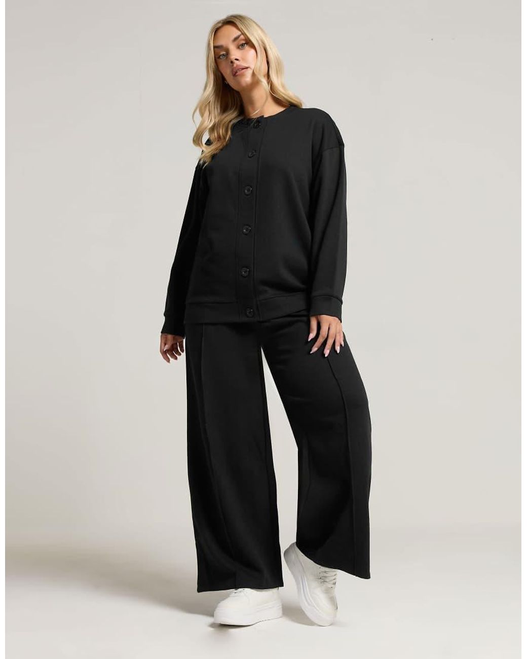 Yours Clothing Black Jersey Button Cardigan