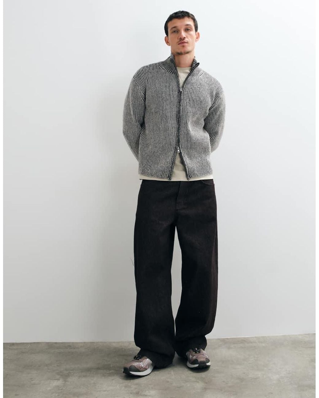 Weekday Gray Wool Blend Zip Cardigan for men