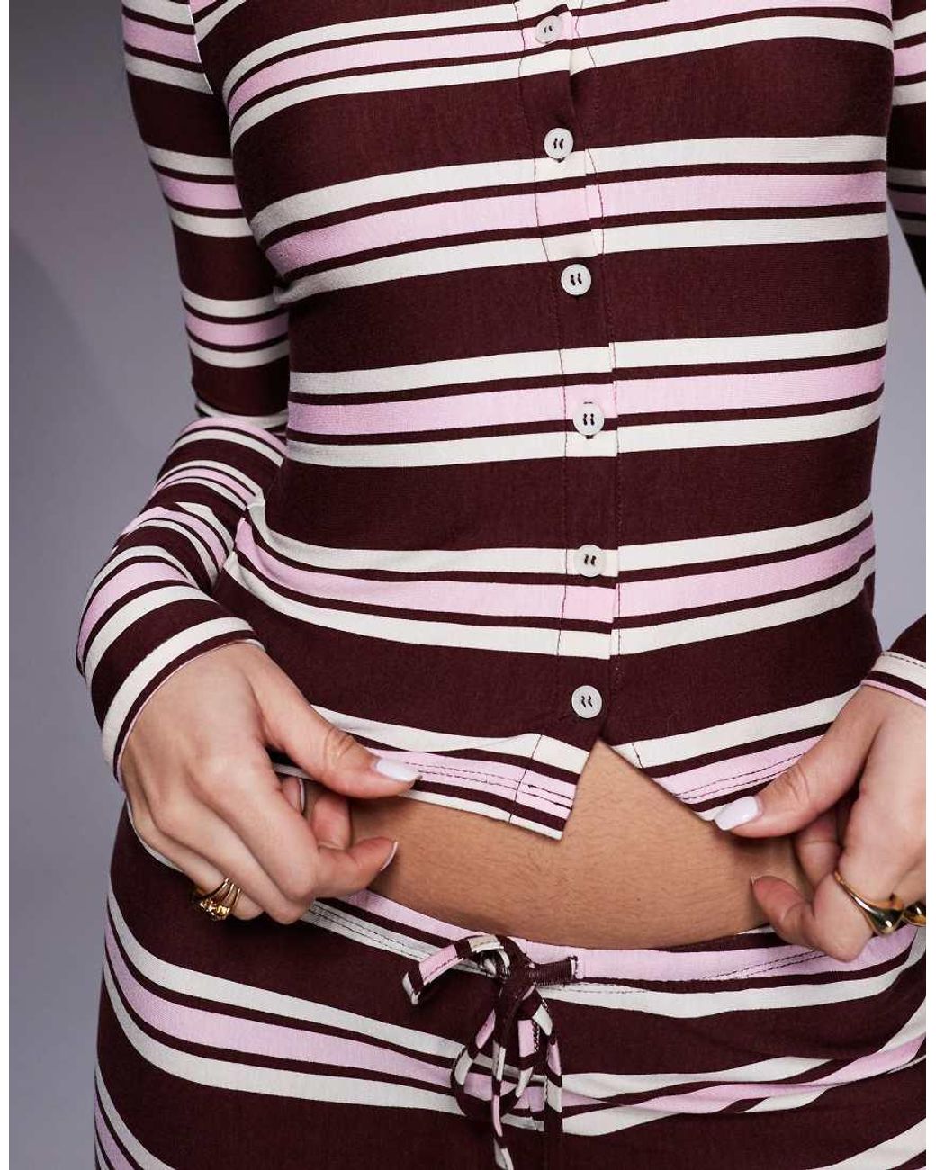 Kaiia Multicolor Exclusive Super Soft Jersey Button-through Long Sleeve Top
