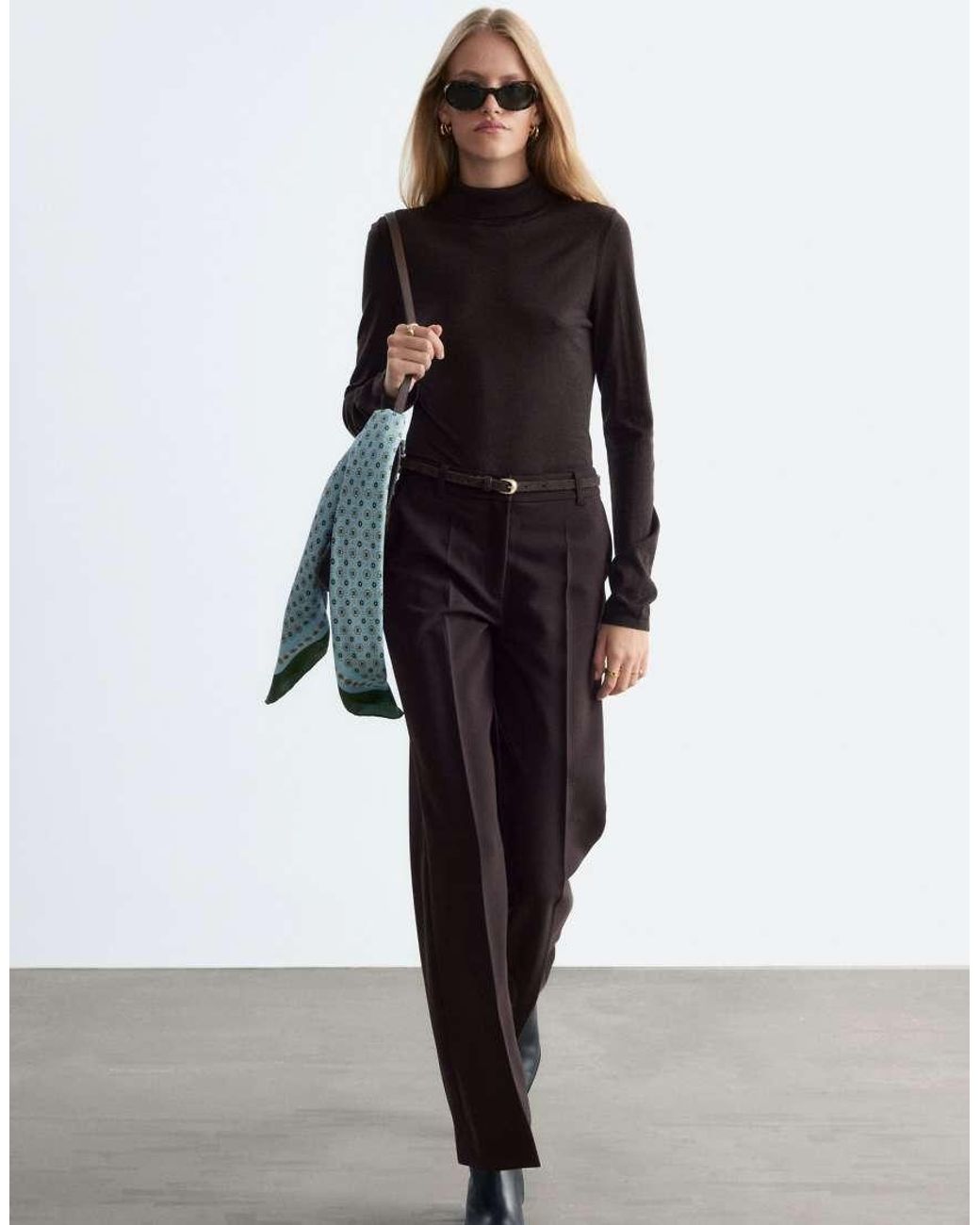 & Other Stories Black Fine Knit Wool Turtleneck Jumper