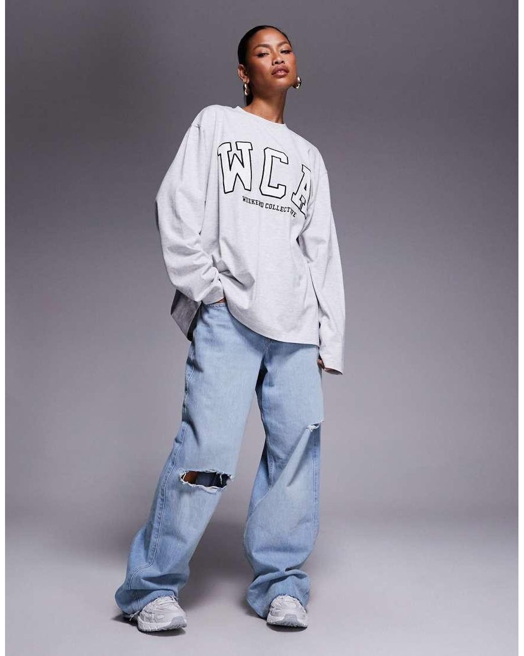 ASOS Gray Weekend Collective Icon Oversized Long Sleeve T-shirt With Wca Graphic