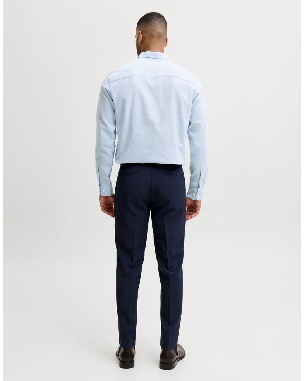 Jack & Jones Blue Joe Slim Fit Spread Collar Long Sleeve Shirt for men