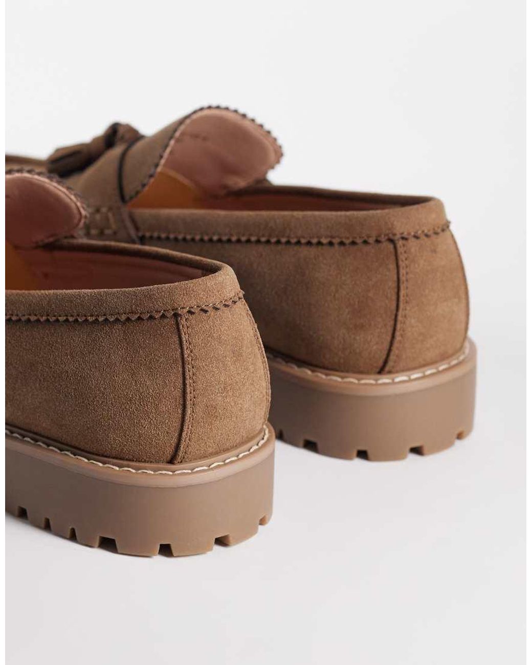 ASOS Brown Tassel Loafers With Cleated Sole for men