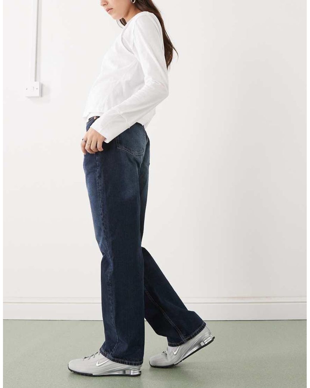 Weekday Blue Resolute Stretch High Waist Straight Leg Jeans