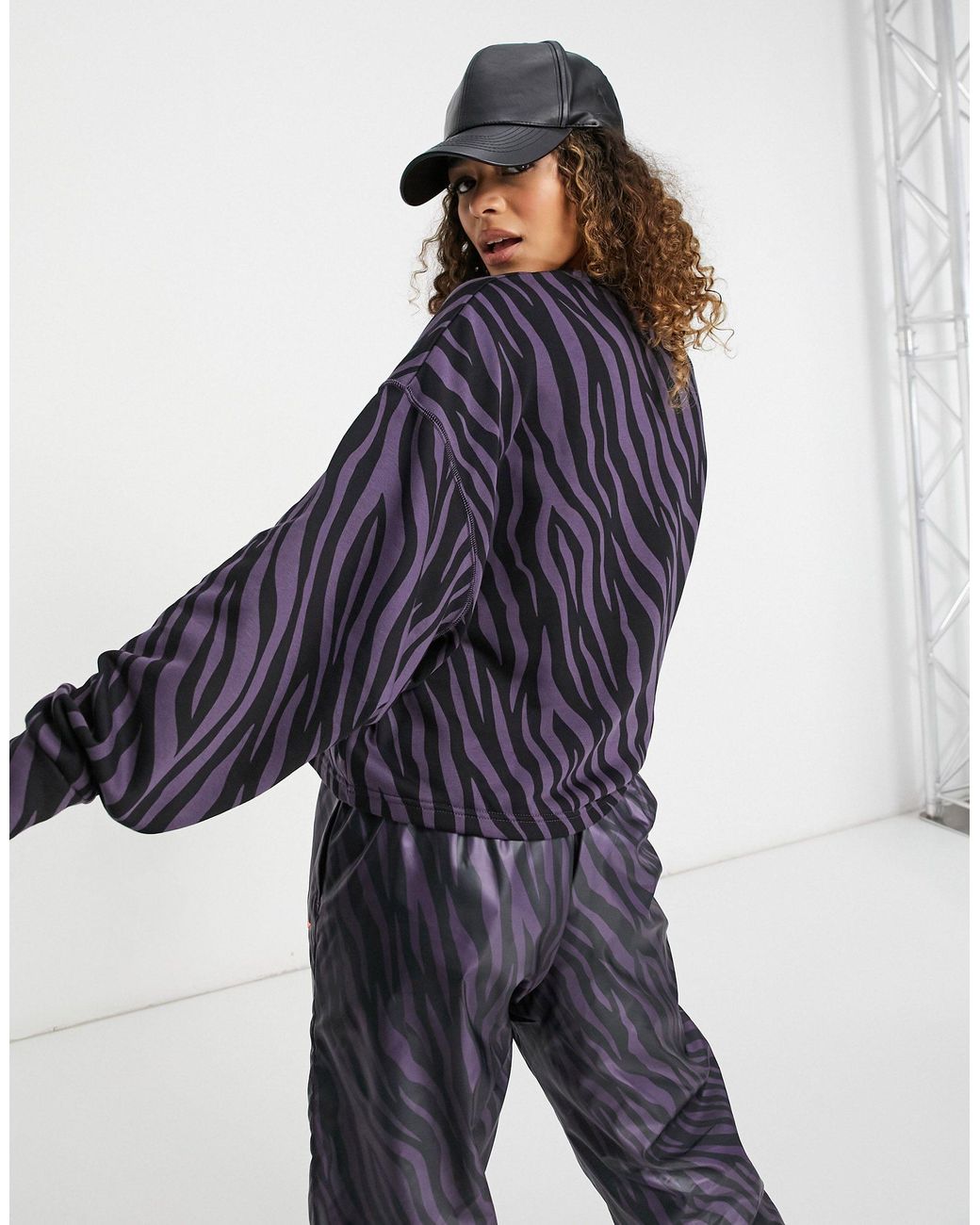 nike icon clash purple zebra print sweatshirt