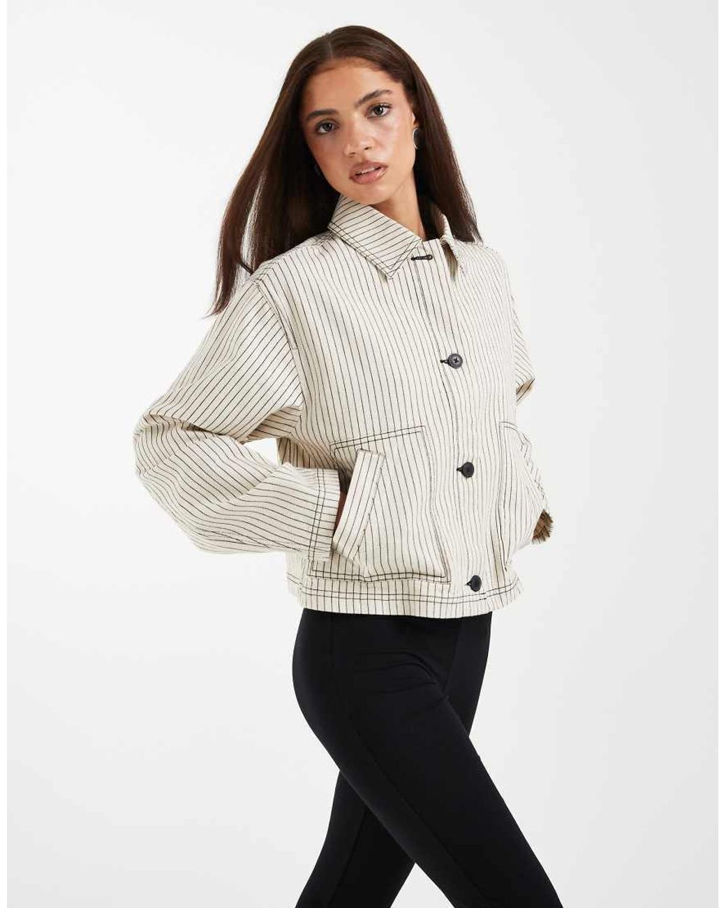 ASOS White Short Cotton Harrington Jacket