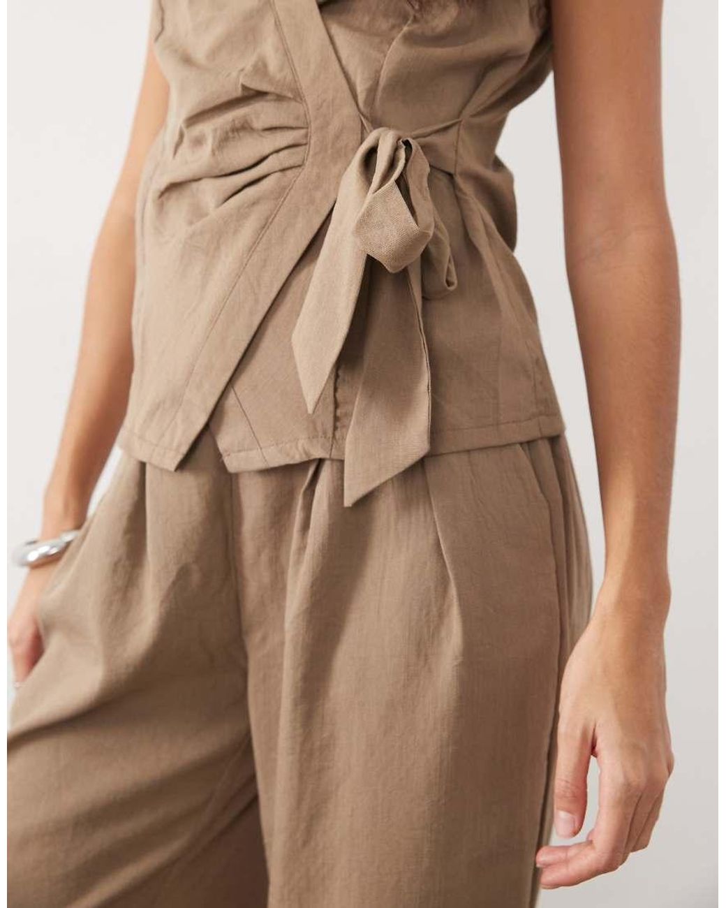 Threadbare Brown Wrap Front Waistcoat