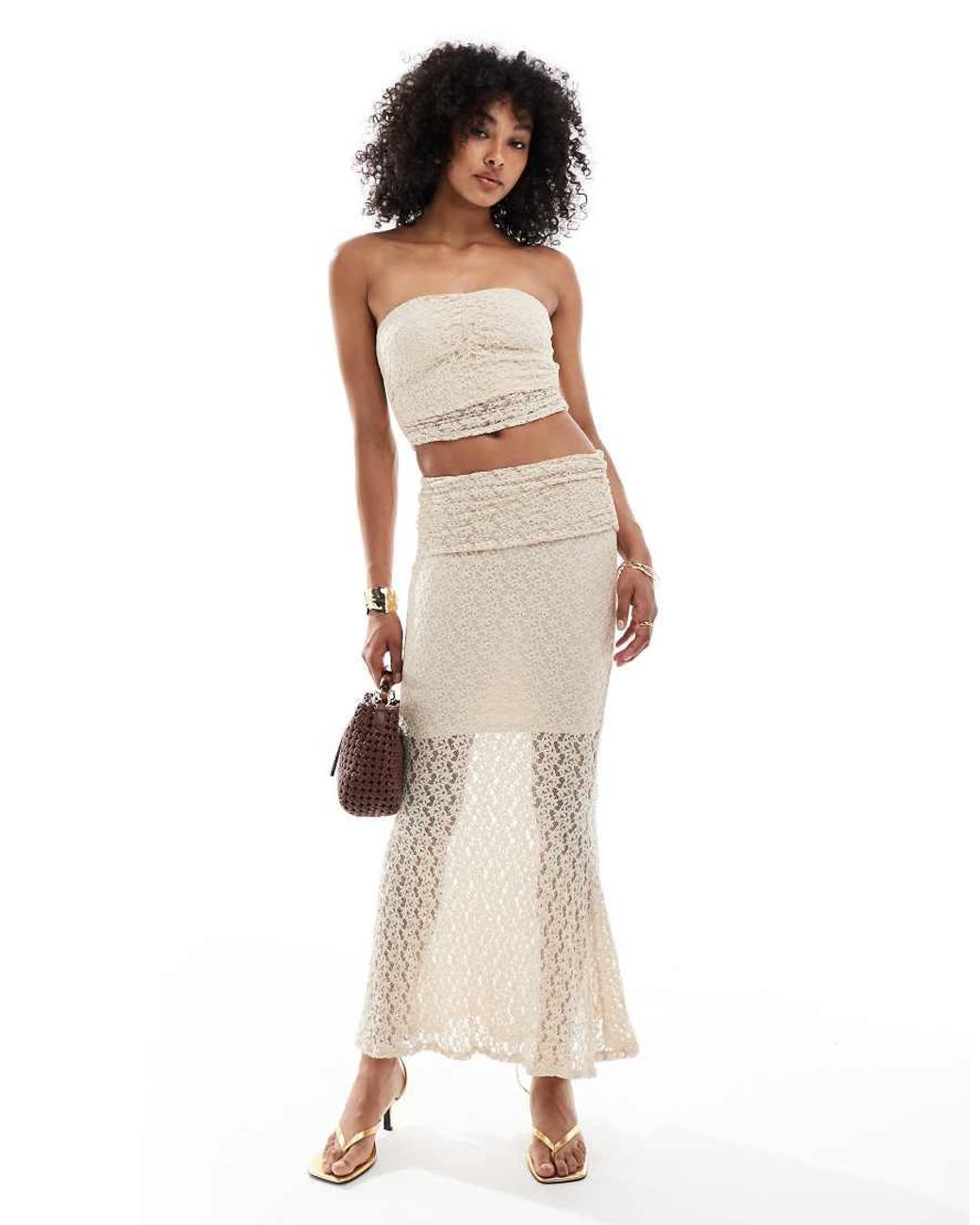 New Look White Lace Bandeau Top