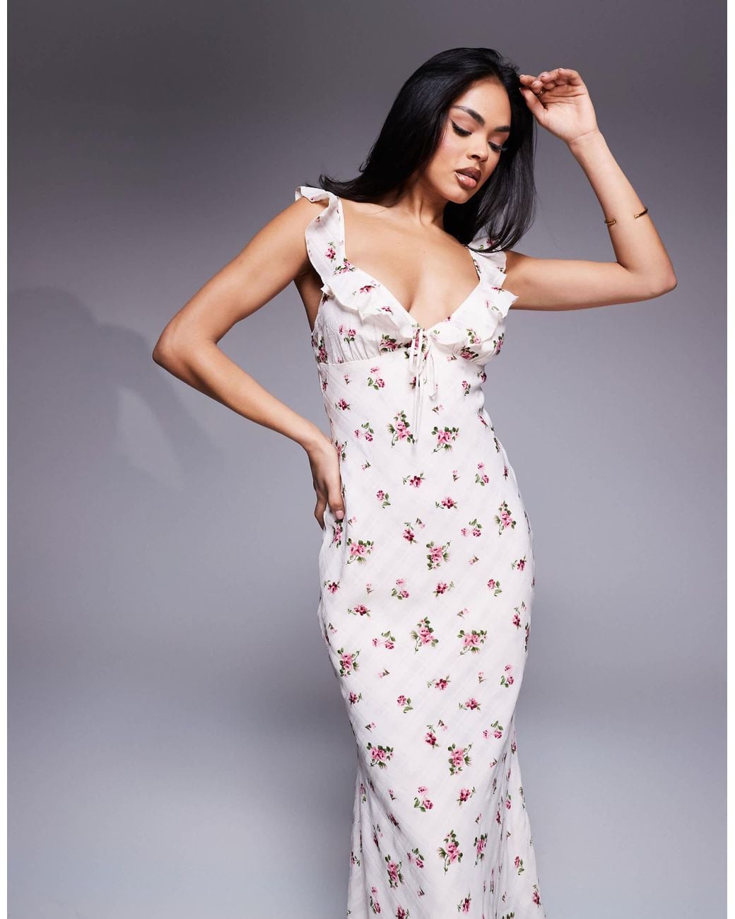 long white dress lace White Floral Lace Maxi Dress M