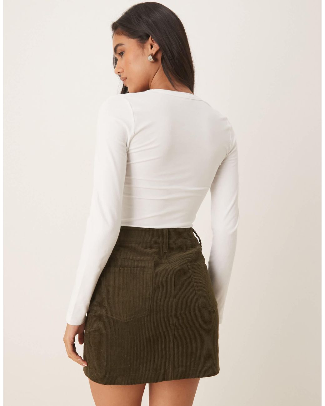 Threadbare Green – midirock aus cord