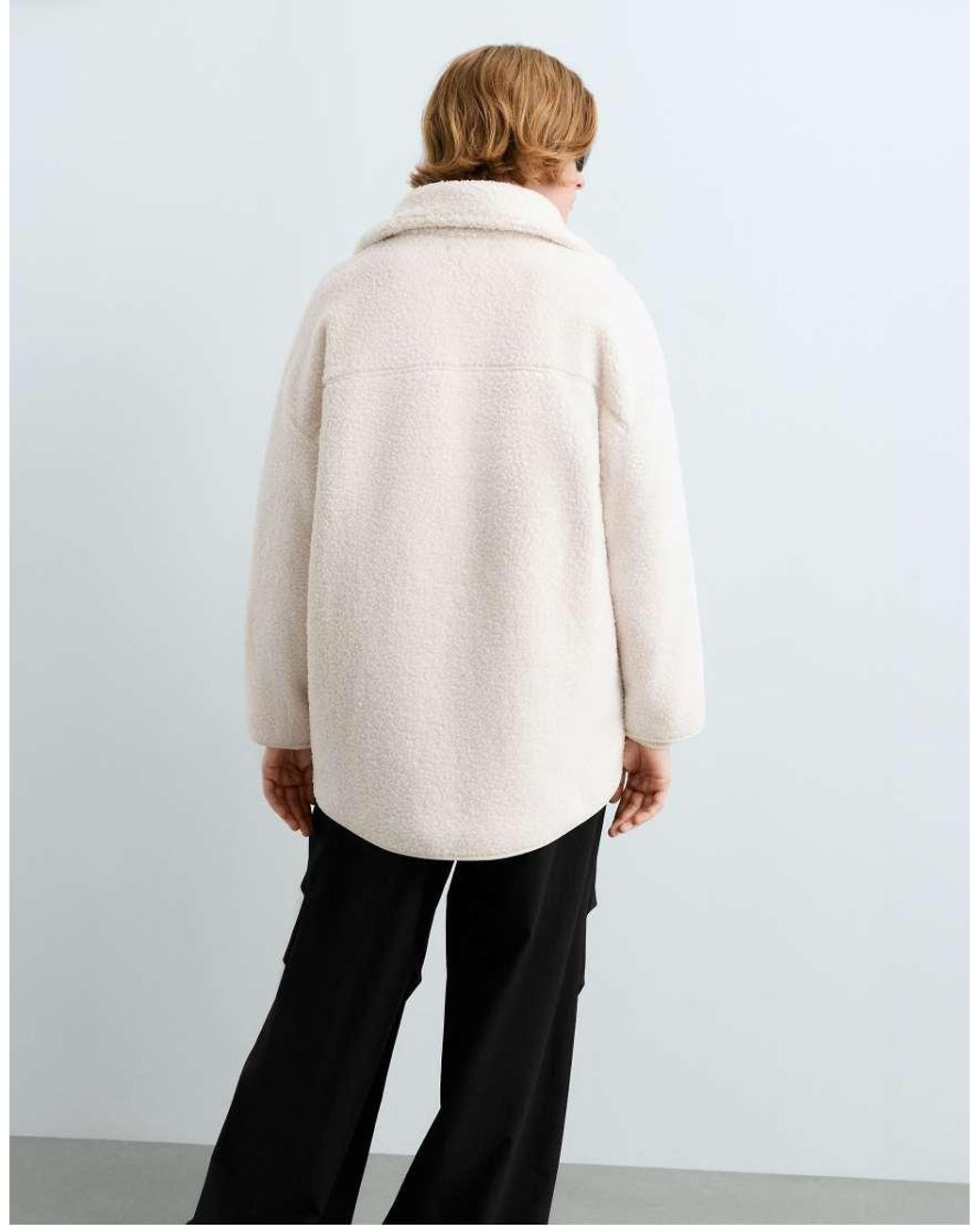 Oysho White High-Collar Faux-Shearling Jacket