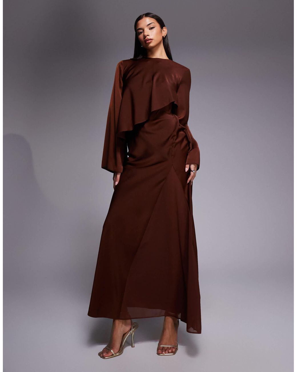 white christmas dresses & Other Stories satin long sleeve maxi dress with drape back in green – ASOS  Sample Sale main image 1