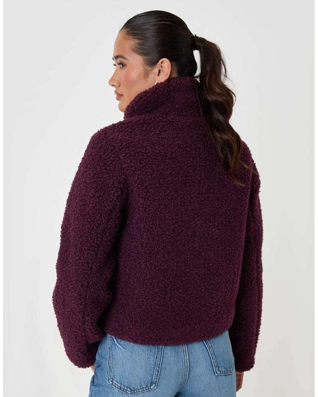 Threadbare Purple Funnel Neck Borg Bomber Jacket