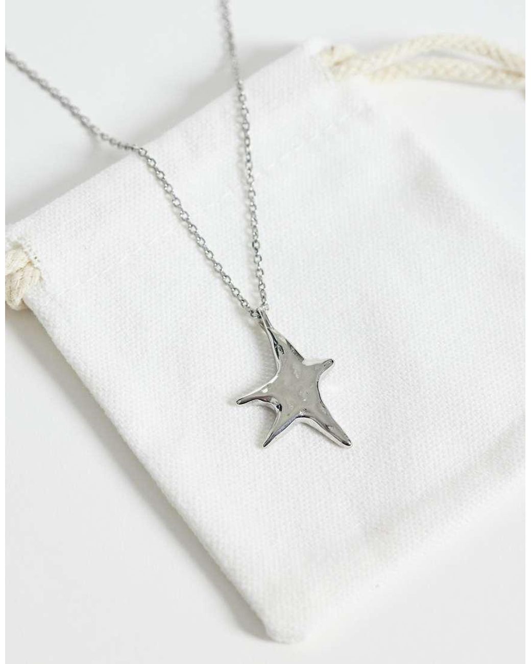ASOS White Waterproof Stainless Steel Abstract Star Pendant Necklace for men