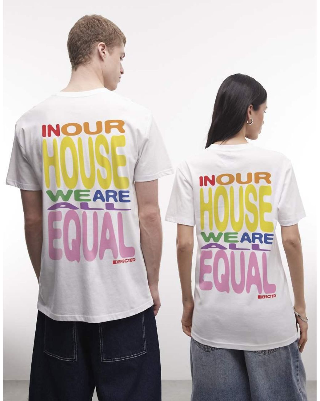 PRNT White Defected Records Pride Slogan T-Shirt