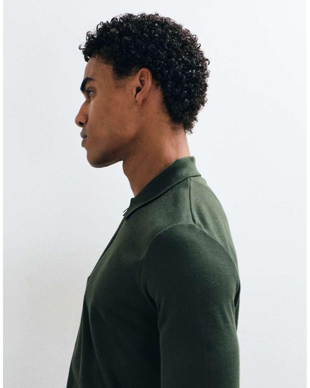 Brave Soul Green Knitted 1/4 Zip Jumper With Polo Placket for men