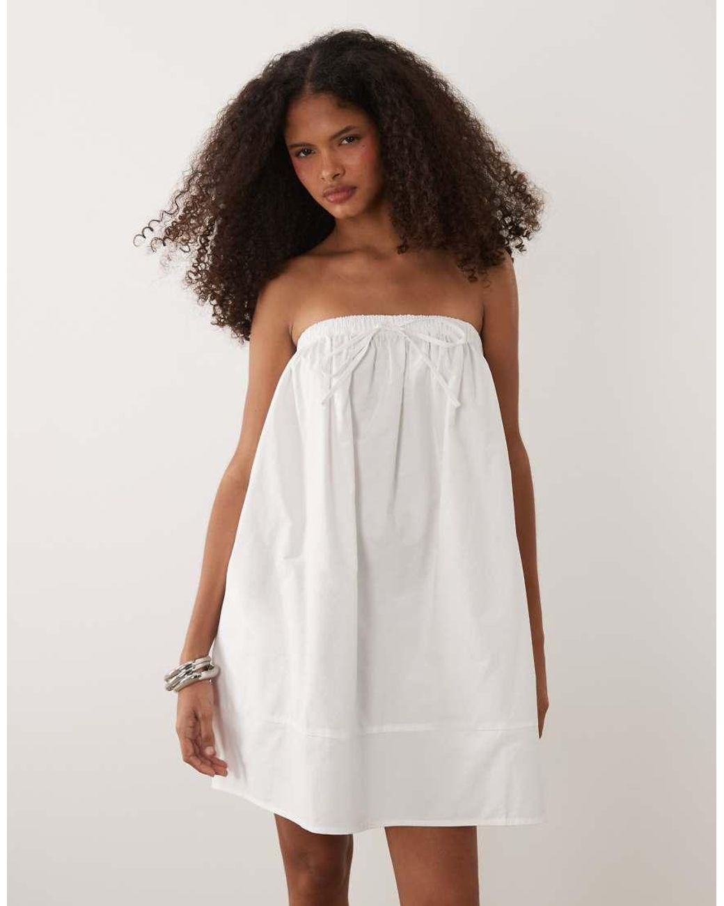 ASOS White Bandeau Trapeze Mini Dress