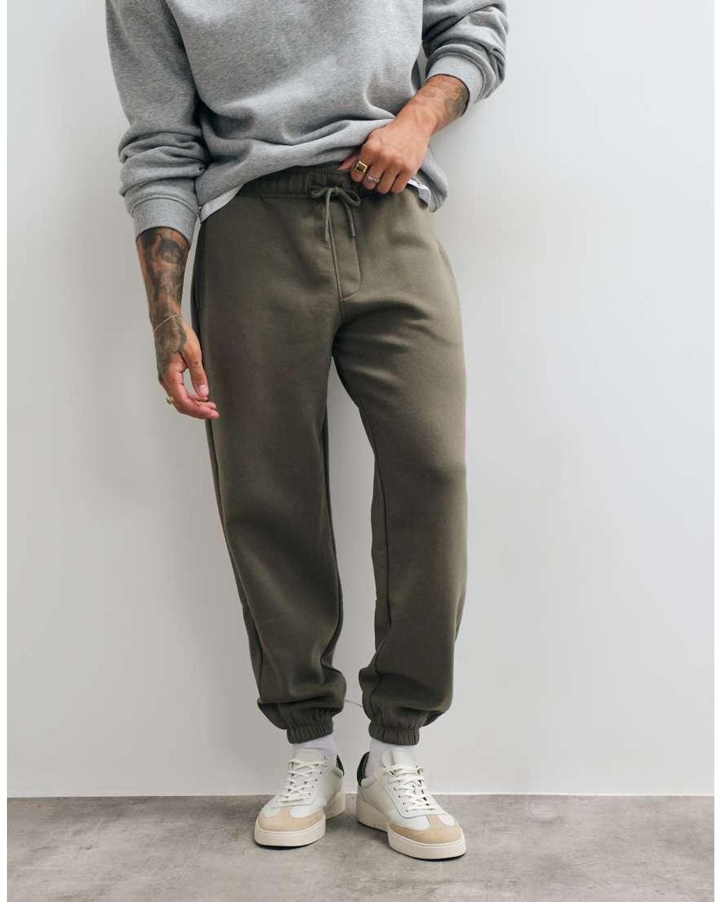 ASOS Gray Essentials Oversized Trackies-green for men