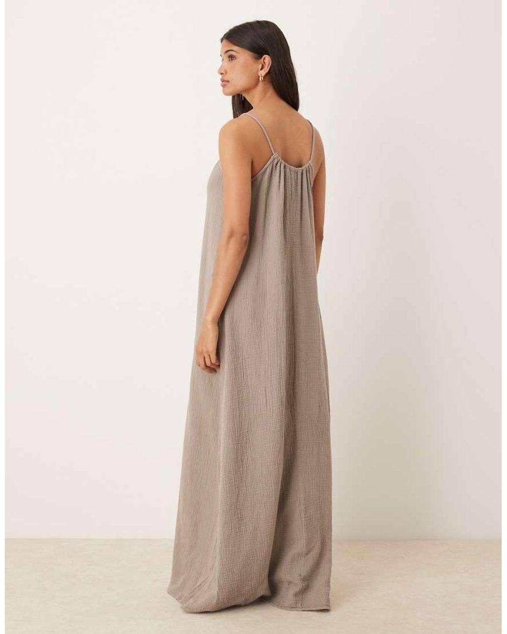 Jdy Natural Cheesecloth Sleeveless Tie Front Maxi Dress