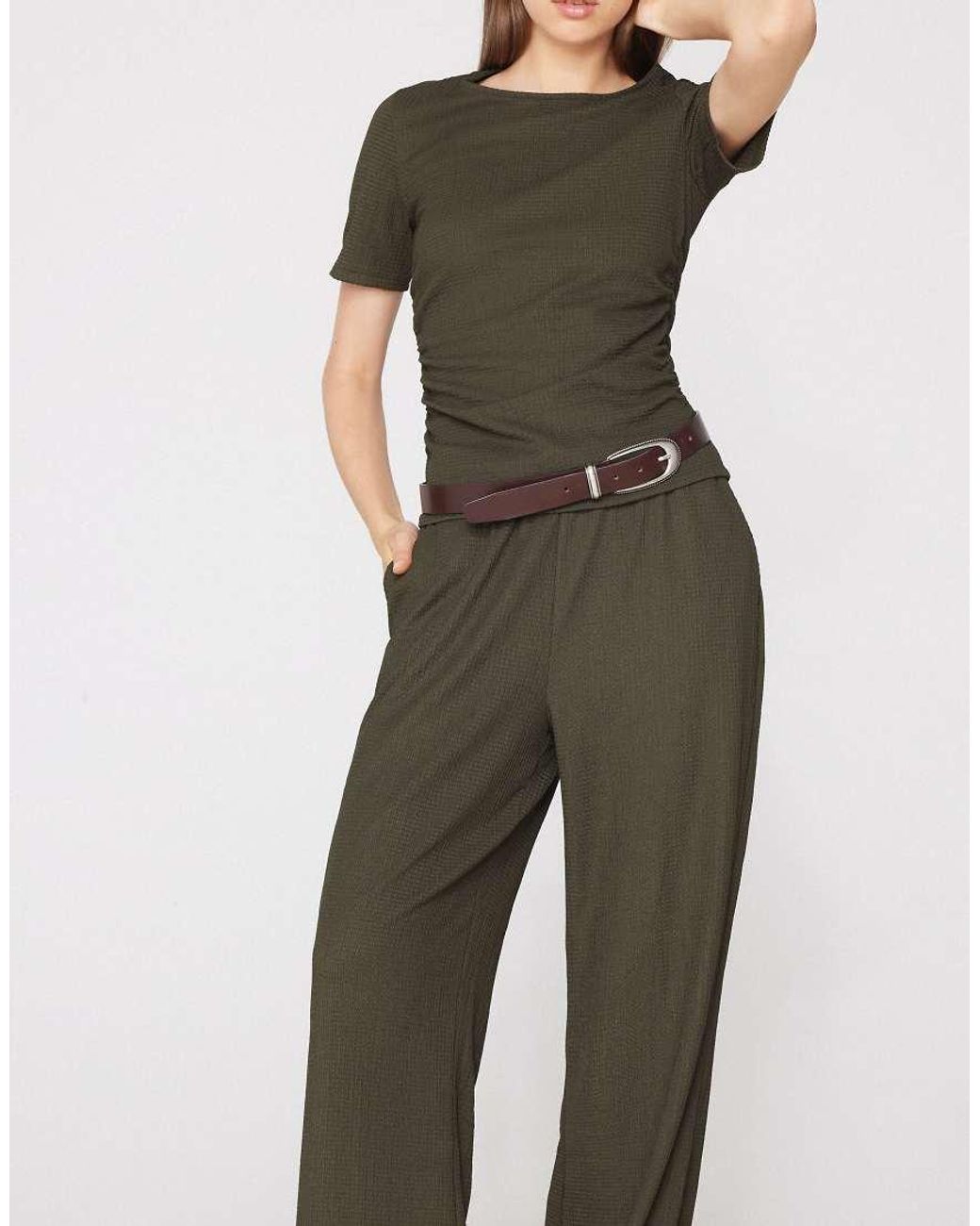 Tezenis Green Crinkle Palazzo Trousers