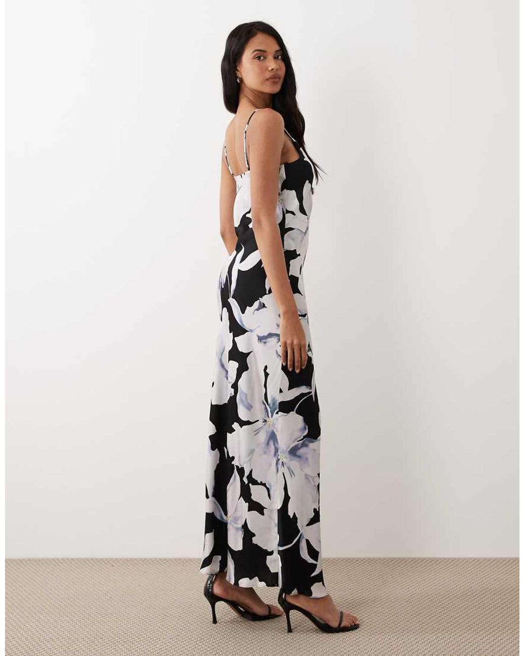 Forever New Blue Satin Scoop Neck Cami Slip Maxi Dress