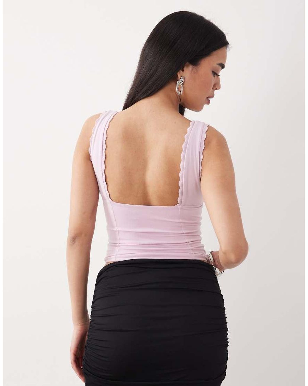 Oh Polly Pink Modal Plunge Neck Jersey Corset Top