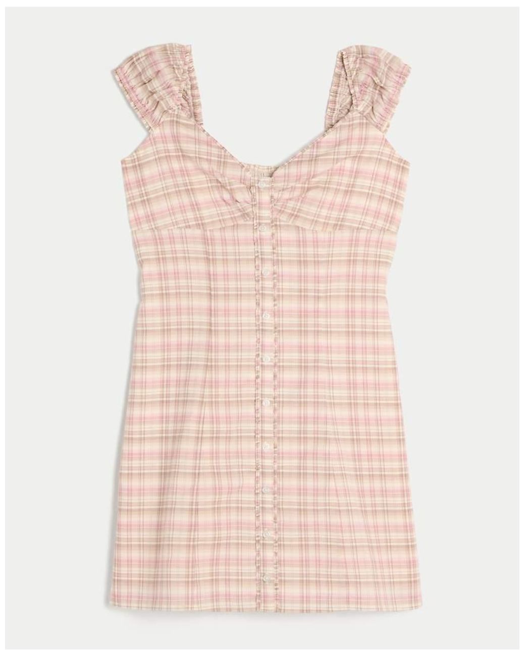 Hollister Pink Petite Cap Sleeve Button Mini Dress
