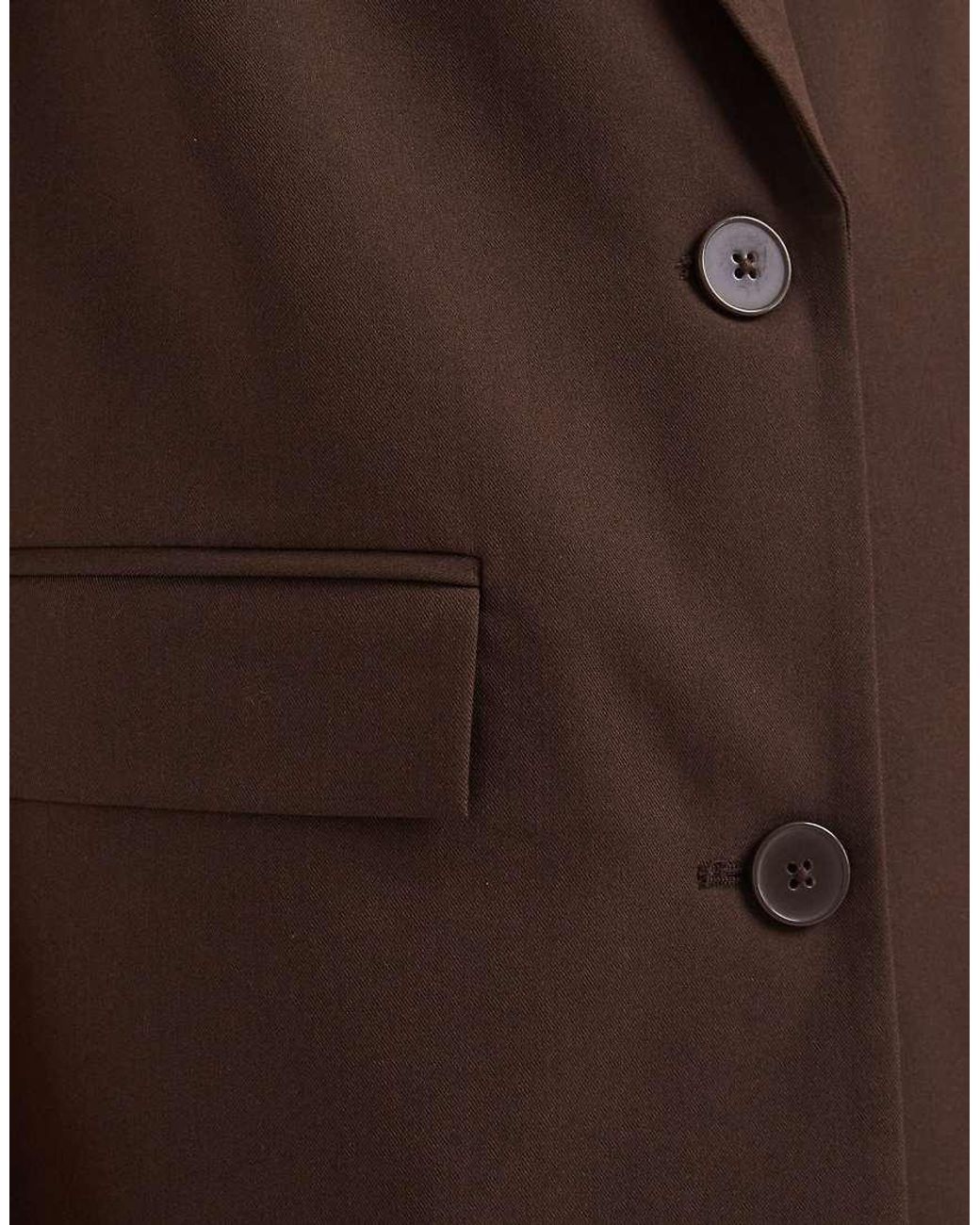 Pieces Brown Short Sleeved Boxy Tailored Blazer Co-ord