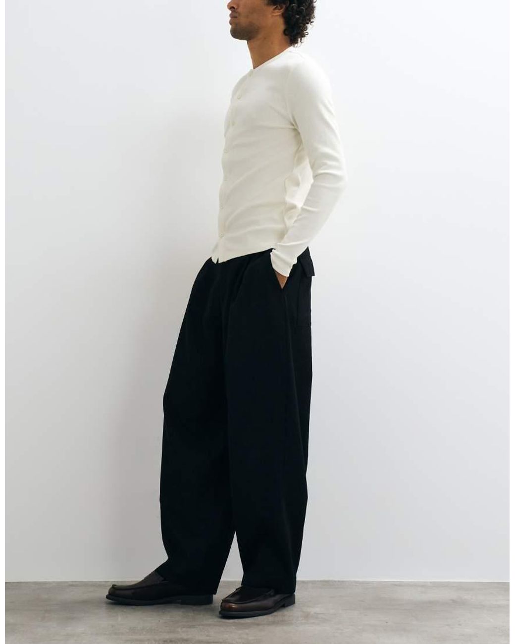 ASOS White Tailored Pleated Wide Barrel Leg Pants for men