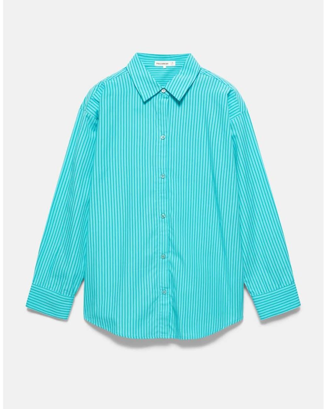 Pull&Bear Blue Oversize Striped Shirt