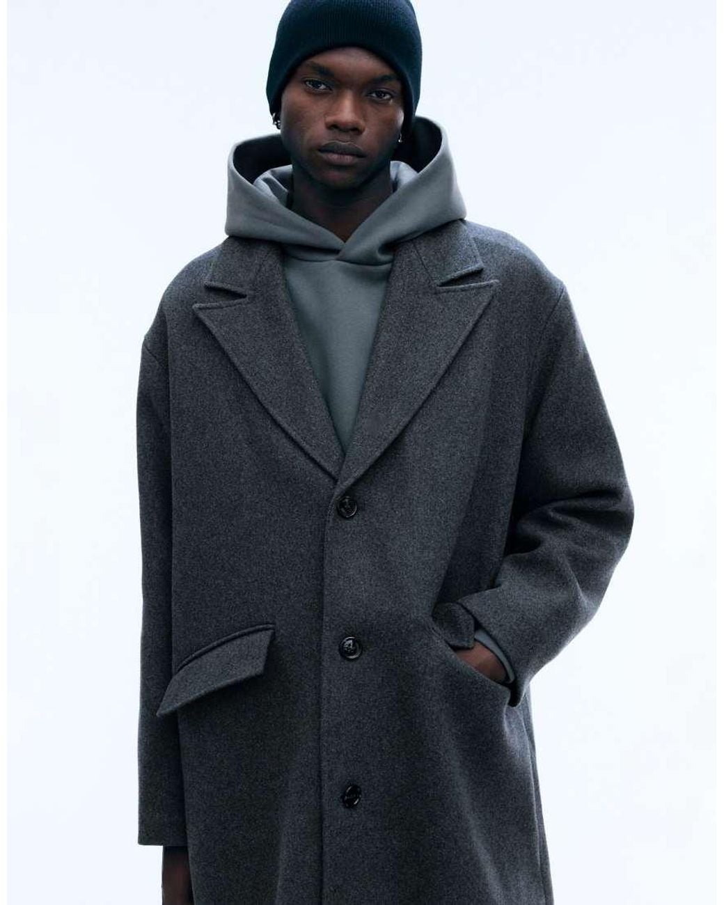 Weekday Blue Wool Blend Coat for men