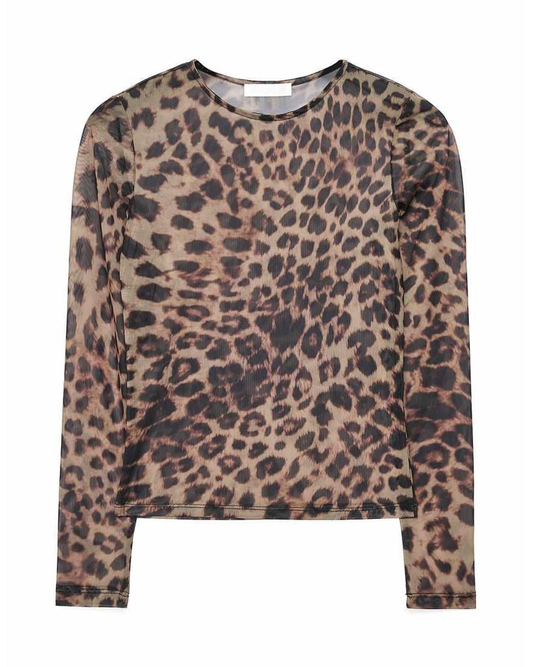 NA-KD Brown Round Neck Fitted Mesh Top