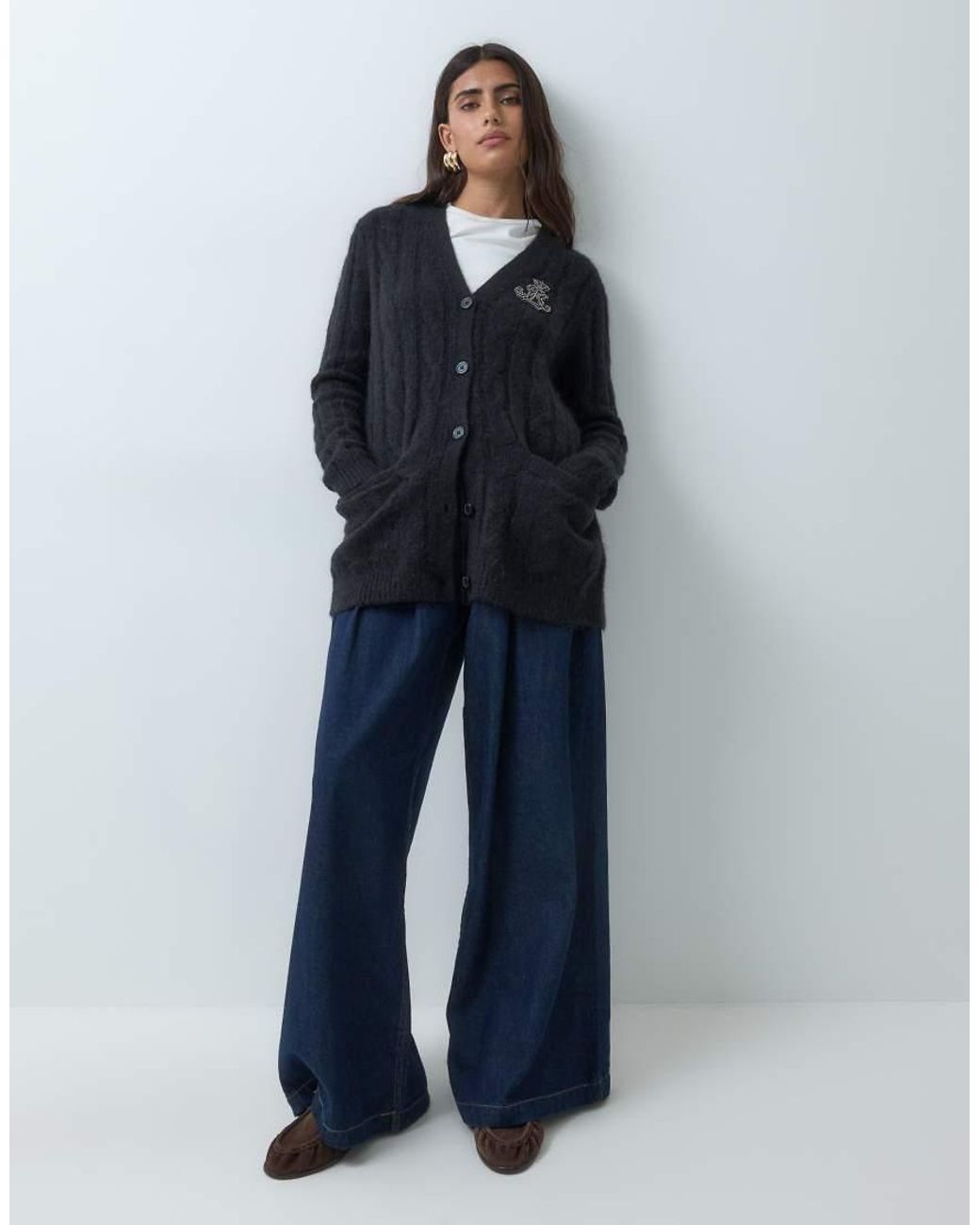 Ralph Lauren Blue Chest Crest Cable Knit Cardigan