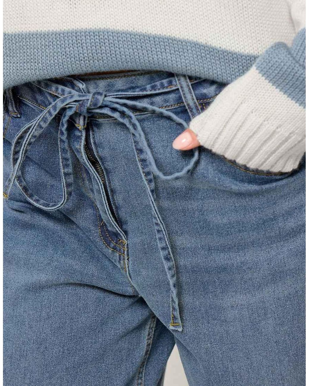 PixieGirl Blue Petite Tie Wide Leg Jeans